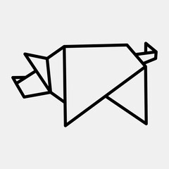 Icon pig origami. Chinese Zodiac elements. Icons in line style. Good for prints, posters, logo, advertisement, decoration,infographics, etc.