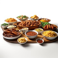 Obraz premium BBQ Feast Delicious Smoked Meat Platter.