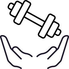 Isolated Icon of Dumbbell above Open Hands for Graphics, Concept, Apps