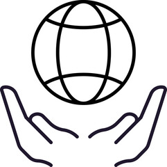 Naklejka premium Global above Open Hands Editable Stroke for Graphics, Designs, Books, Adverts, Apps