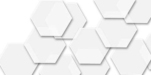 Abstract light grey and white hexagon 3d effect pattern with shadow seamless texture background. Use for book, poster, flyer, website vector illustration