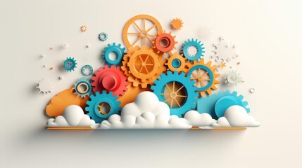 Cloud Computing Gears with Mechanism, Technology, and Abstract.