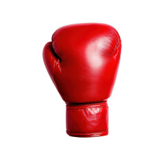A close-up of a vibrant red boxing glove for sports branding isolated against a transparent background.