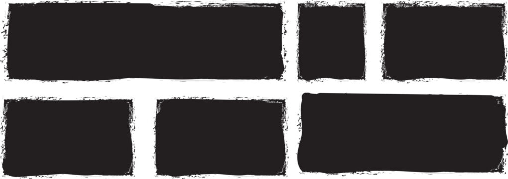 Set of grunge jagged rectangle shape. Vintage grunge boxes for collage, text, banner, sticker, poster design. Vector illustration. EPS 10