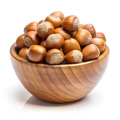 Hazelnuts in a Wooden Bowl.