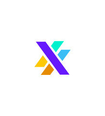 Abstract Colorful X Logo Design, Geometric Brand Identity