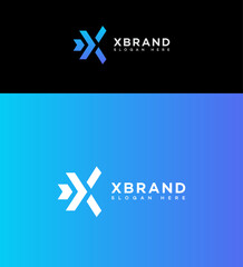 Obraz premium Modern X Letter Logo Design Gradient, Arrow, Abstract, Tech, Minimalist