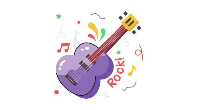 Customizable hand drawn vector of guitar in modern style, music instrument