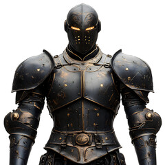 Mechanical Knight in Armor with Glowing Accents Isolated on Transparent Background