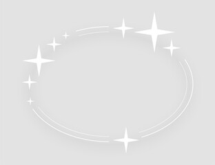 decorative empty oval border frame with sparkle stars decor