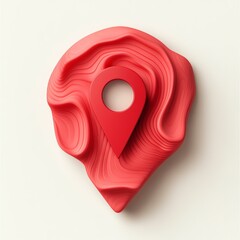 A modern design of a red location marker showcasing vibrant colors and stylish contours, ideal for digital maps, navigation apps, or creative projects requiring location emphasis.