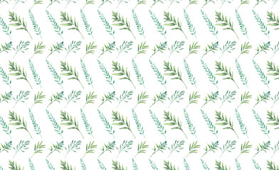 Delicate seamless watercolor pattern with red blossoms and green leaves – ideal for fabrics, packaging, wallpapers, and romantic nature-inspired designs.