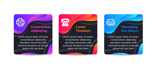 business infographic diagram template. Vector illustration. can be used for workflow layout, banner, step up options, web design, infographics, timeline. wave liquid gradient colors. black background.