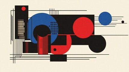 Obraz premium Dynamic Abstract Composition with Geometric Elements and Bold Primary Colors