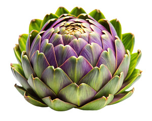 Obraz premium Fresh green artichoke isolated on clean white background, top view botanical food object
