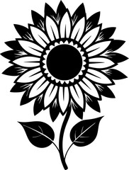 Fototapeta premium Sunflower Icon on Black and White Vector on white Backgrounds