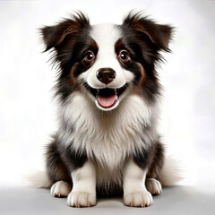 Fototapeta premium perro, animal, mascota, border collie, blanco, canino, aislada, cuca, negro, sentada, cachorro