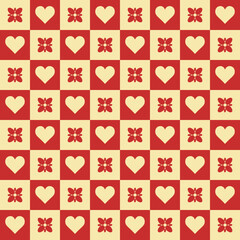 Seamless vintage flowers and heart pattern