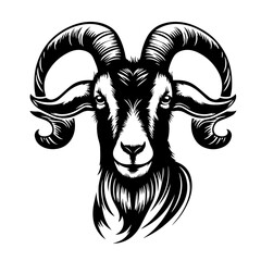 Clean and versatile vector illustration of a goat's head. Perfect for logos, branding, agricultural designs, farm themes, animal-related projects, and more. Easily scalable and customizable to fit you