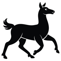 Obraz premium Silhouette Of Running Horse Decorative Illustration Simple Animal Design Isolated On White background.