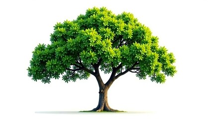 Obraz premium Branches of a tree isolated on a white background, leafy greens, trees