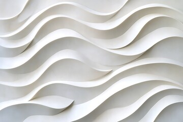 Obraz premium Serene waves of white, a calming abstract sculpture in soft, flowing lines and subtle light variations.