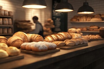 cozy corner bakery filled with array of freshly baked bread and pastries on display