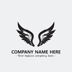 Wing illustration black and white for logo company vector image
