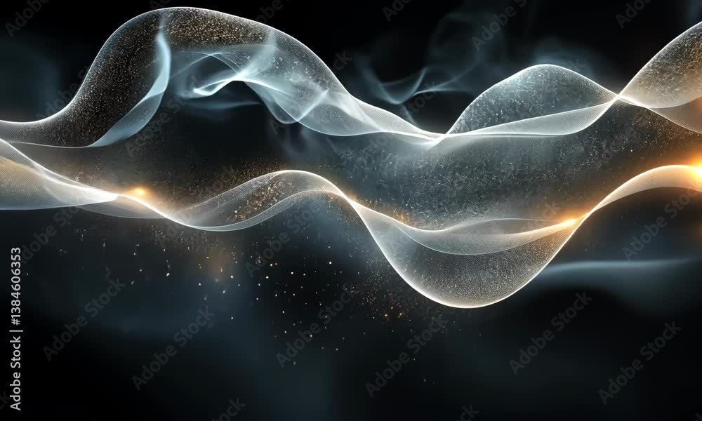 Poster abstract waves background with glowing particles and smooth transitions for graphic design projects