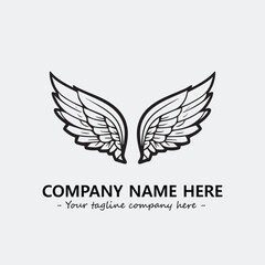 Wing illustration black and white for logo company vector image
