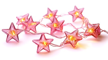 Obraz premium Pink Star Shaped Fairy Lights with Warm Glow for Festive Decor