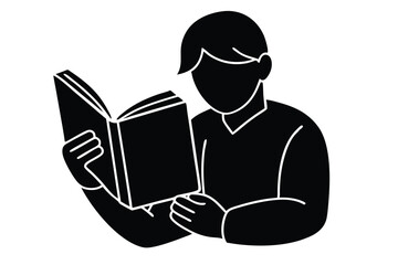 Reading E-Books on Mobile Screen Illustration

