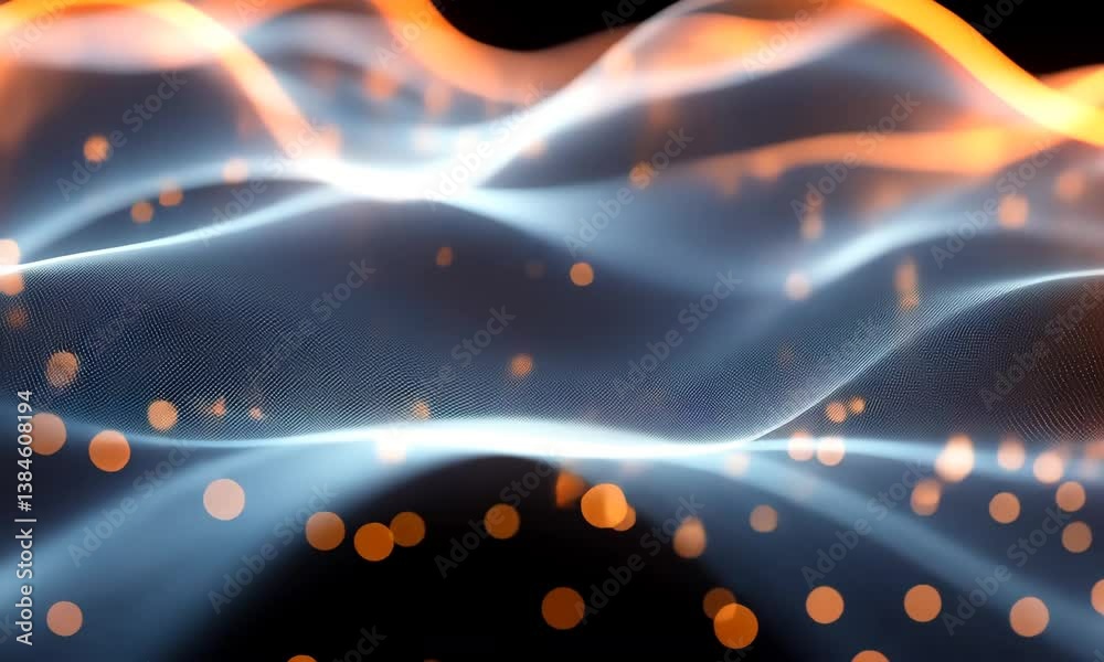 Poster abstract particle wave motion background with glowing light effect visualization