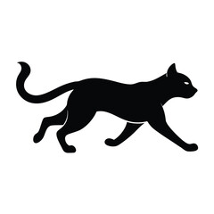 Elegant Black Cat Silhouette Walking Animal Illustration Graphic Isolated Design.