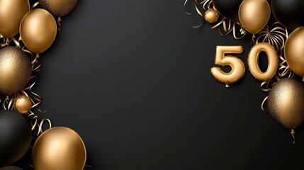 Black and Gold 50th Birthday Balloons