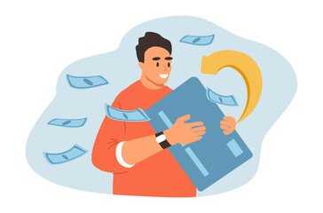 vector flat style illustration on the theme of cashback