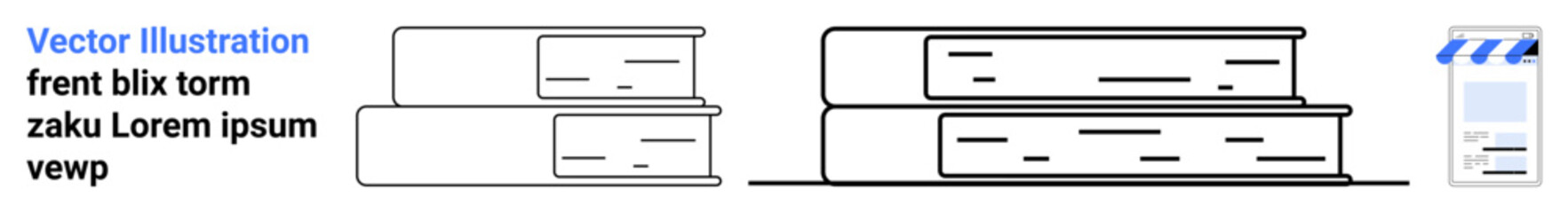 Modern stack of books beside smartphone in simple design. Ideal for education, organization, reading, e-learning, literature, digital tools, simple landing page