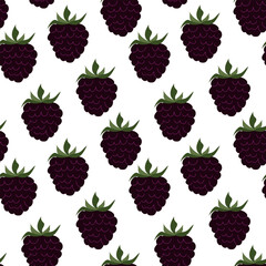 Pattern of blackberries on a white background showcasing fruit design creativity
