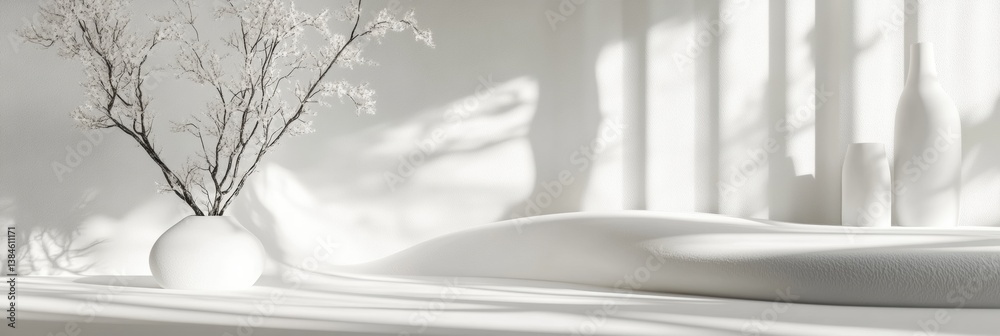 Aufkleber serene white snowy landscape with soft curves and delicate natural shadows creating a calming minima
