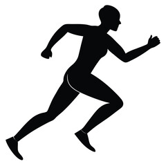 Running Woman Silhouette Vector Illustration Graphic Isolated On White Background Image.