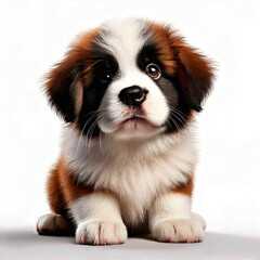 Fototapeta premium perro, san bernardo, animal, mascota, cachorro, blanco, aislada, canino, cuca, negro, mamífero, café, engendrar