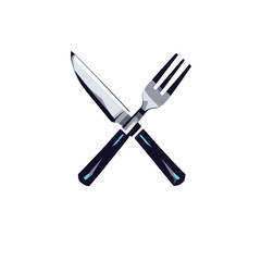 Crossed Knife and Fork Icon for Restaurant or Food Concept