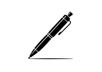 Illustration of a black ballpoint pen with a shadow