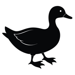 Elegant Silhouette Of A Duck Bird Icon Design Vector Illustration.