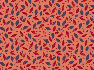seamless pattern with red leaves