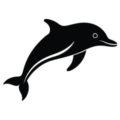 Fototapeta premium Black Silhouette Vector Of A Jumping Dolphin Isolated On White Background.