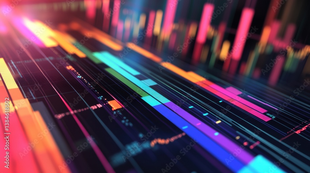Aufkleber vibrant financial analytics background showcasing colorful bar charts for modern business presentati
