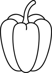 Capsicum Black and White Outline Clipart - Simple Line Drawing
