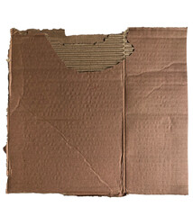 Piece of torn cardboard on a white background. Torn cardboard isolate