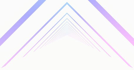 Futuristic neon triangle gate background. Abstract shining white retro digital gates in perspective. 3D rendering.